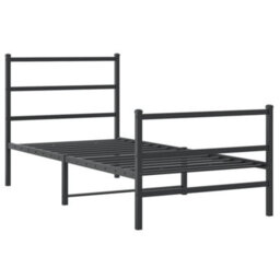 Berkfield Metal Bed Frame Without Mattress With Footboard Black 90X190Cm - thumbnail 3
