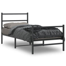 Berkfield Metal Bed Frame Without Mattress With Footboard Black 90X190Cm - thumbnail 1