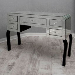 Mihomeuk Cadby Silver Mirrored Dressing Table With 5 Drawers & Wood Legs - thumbnail 2