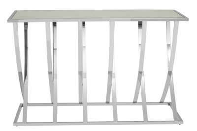 Orsina Silver Chrome Finish Console Table, Modern Functional Storage Table For Kitchen, Spacious Decorative Table - image 1