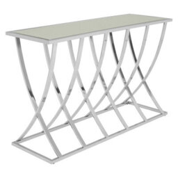 Orsina Silver Chrome Finish Console Table, Modern Functional Storage Table For Kitchen, Spacious Decorative Table - thumbnail 2