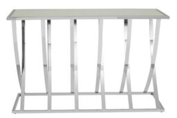 Orsina Silver Chrome Finish Console Table, Modern Functional Storage Table For Kitchen, Spacious Decorative Table - thumbnail 1