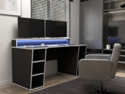 Furniture To Go Loadout Black Gaming Desk With White Trim And Colour Changing Led - thumbnail 4