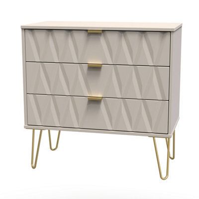 Pesaro Ready Assembled Matt Cashmere No Effect 3 Drawer Chest (H)740mm (W)765mm (D)395mm - image 1