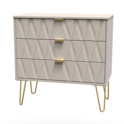 Pesaro Ready Assembled Matt Cashmere No Effect 3 Drawer Chest (H)740mm (W)765mm (D)395mm - thumbnail 1