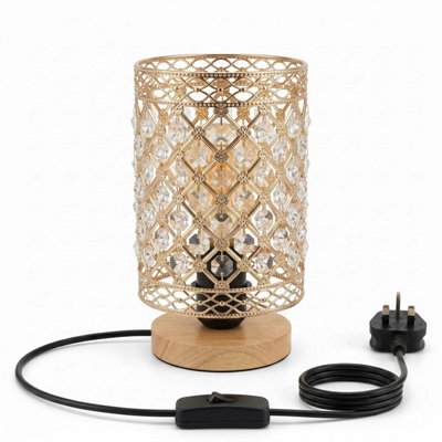 French Gold Barrel Table Lamp With Wooden Base And Uk Plug - Warm Ambient Glow - image 1