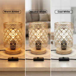 French Gold Barrel Table Lamp With Wooden Base And Uk Plug - Warm Ambient Glow - thumbnail 5