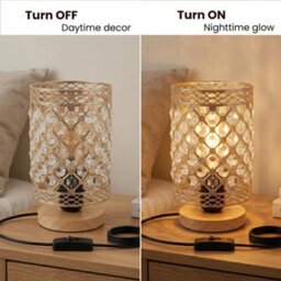 French Gold Barrel Table Lamp With Wooden Base And Uk Plug - Warm Ambient Glow - thumbnail 2