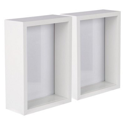 "Nicola Spring 5 X 7"" Deep Photo Frames - White - 3D Deep Box Picture Frame Portrait Display Case (20 X 15Cm) - Set Of 2" - image 1