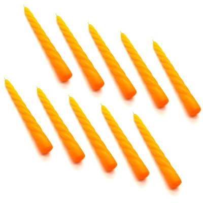 "SolaDirect Tapered Dinner Candles, Table Spiral Candles, Pack Of 10, Decorative Household Candles, Up To 7 Hours, 23 Cm / 9"" (Orange)" - image 1