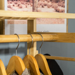 Homcom Bamboo Coat Rack W/ Hooks Hanging Rail And Storage Shelf For Entryway - thumbnail 8