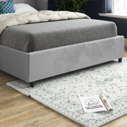 Zampa Curved Top Curved Winged Upholstered Soft Velvet Grey Bed Frame - thumbnail 3