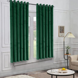 Oxford Homeware Eyelet Velvet Curtains Emerald Green Fully Lined Blackout Thermal Insulated Eyelet Curtains Pair (W)168Cmx(L)137Cm - thumbnail 8