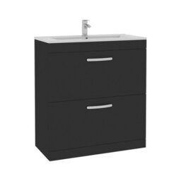 Royal Bathrooms Turin 800mm Matt Black Floor Standing Vanity Unit 2 Drawer With Minimalist Basin - thumbnail 6