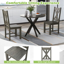 Gainoom Wooden Dining Chairs Kitchen Chair Set Of 2 W/ Rubber Wood Frame - thumbnail 3