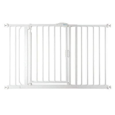 Safetots Pressure Fit Self Closing Stair Gate, 125.4Cm - 132.4Cm, White, Auto Closing Baby Gate, Safety Barrier - image 1