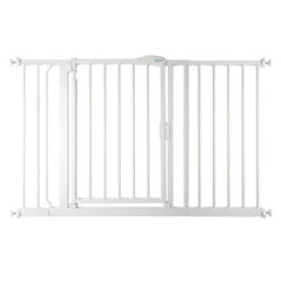Safetots Pressure Fit Self Closing Stair Gate, 125.4Cm - 132.4Cm, White, Auto Closing Baby Gate, Safety Barrier - thumbnail 1