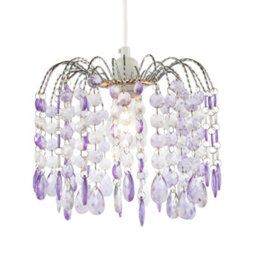Happy Homewares Modern Waterfall Pendant Shade With Lilac And Clear Acrylic Drops - thumbnail 2