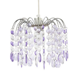 Happy Homewares Modern Waterfall Pendant Shade With Lilac And Clear Acrylic Drops - thumbnail 1