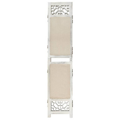Berkfield Elegant 5-Panel Room Divider Cream 175X165 Cm Fabric - image 1