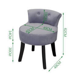 Living And Home Modern Light Grey Velvet Dressing Table Stool With Rubberwood Legs - thumbnail 5