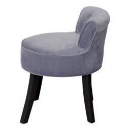 Living And Home Modern Light Grey Velvet Dressing Table Stool With Rubberwood Legs - thumbnail 3