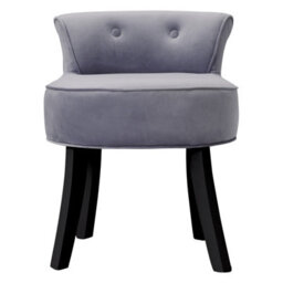 Living And Home Modern Light Grey Velvet Dressing Table Stool With Rubberwood Legs - thumbnail 2