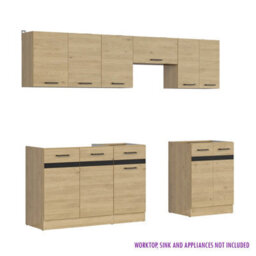 Heze Furniture Summer 7 Unit Kitchen Cabinets Set 240Cm In Bernstein Oak - thumbnail 3