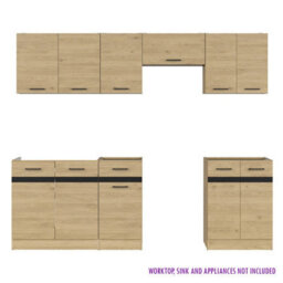 Heze Furniture Summer 7 Unit Kitchen Cabinets Set 240Cm In Bernstein Oak - thumbnail 4