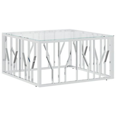 Berkfield Durable Coffee Table 80X80X40 Cm Stainless Steel And Glass - image 1