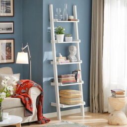 Sobuy Frg17-W, 5 Tiers Ladder Shelf Bookcase Storage Display Shelving Wall Shelf,white,w56Xd32.5Xh190 - thumbnail 2