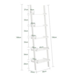 Sobuy Frg17-W, 5 Tiers Ladder Shelf Bookcase Storage Display Shelving Wall Shelf,white,w56Xd32.5Xh190 - thumbnail 3