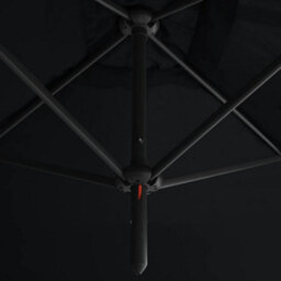 Berkfield Double Parasol With Steel Pole Black 600X300 Cm - thumbnail 5