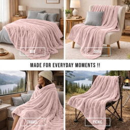 Moonlight Bedding Fleece Blanket Soft Throw Lightweight All Season Sofa, Bed & Travel Blanket King (Pink, 200X240Cm) - thumbnail 4