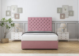 "Comfort Winslow Pink Plush Divan Bed Base 4 Drawers - 26"" Strutted  4' Small Double" - thumbnail 1