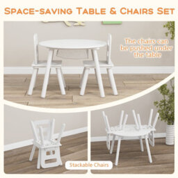 Costway Kids Round Table And Chair Set 3 Pcs Children Wooden Activity Table - thumbnail 7