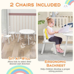 Costway Kids Round Table And Chair Set 3 Pcs Children Wooden Activity Table - thumbnail 6