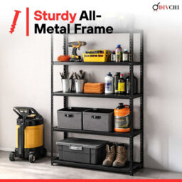 Divchi 4 Tier Heavy Duty Metal Storage Rack - Black - thumbnail 8