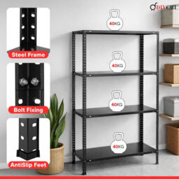 Divchi 4 Tier Heavy Duty Metal Storage Rack - Black - thumbnail 4