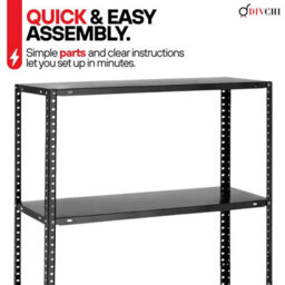 Divchi 4 Tier Heavy Duty Metal Storage Rack - Black - thumbnail 2