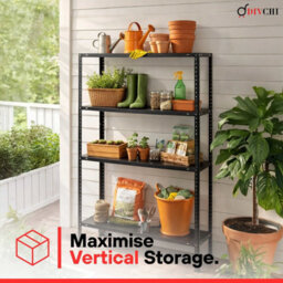 Divchi 4 Tier Heavy Duty Metal Storage Rack - Black - thumbnail 5