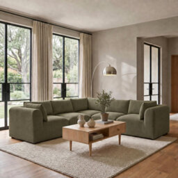 Furniturebox Uk Drift Green Boucle Fabric 4 Seater Modular Corner Sofa - thumbnail 5