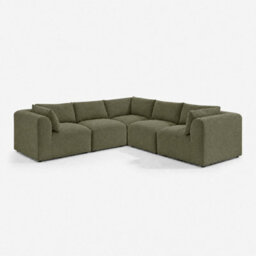 Furniturebox Uk Drift Green Boucle Fabric 4 Seater Modular Corner Sofa - thumbnail 6
