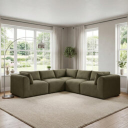 Furniturebox Uk Drift Green Boucle Fabric 4 Seater Modular Corner Sofa - thumbnail 1