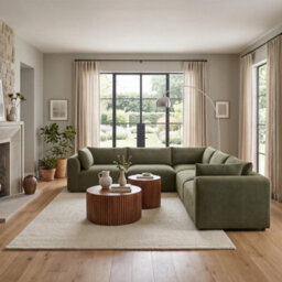 Furniturebox Uk Drift Green Boucle Fabric 4 Seater Modular Corner Sofa - thumbnail 2