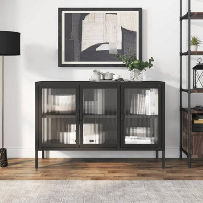 Walplus Sideboard Black 105X35X70 Cm Glass And Steel - image 1