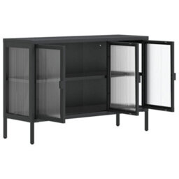 Walplus Sideboard Black 105X35X70 Cm Glass And Steel - thumbnail 7