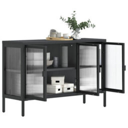 Walplus Sideboard Black 105X35X70 Cm Glass And Steel - thumbnail 4