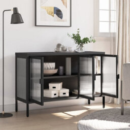 Walplus Sideboard Black 105X35X70 Cm Glass And Steel - thumbnail 3