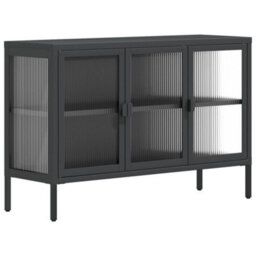 Walplus Sideboard Black 105X35X70 Cm Glass And Steel - thumbnail 2